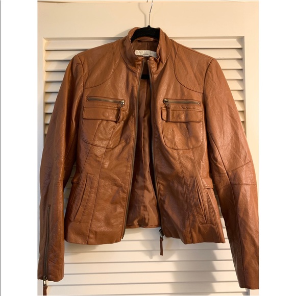 Chestnut Brown Faux Leather Jacket - Picture 2 of 5